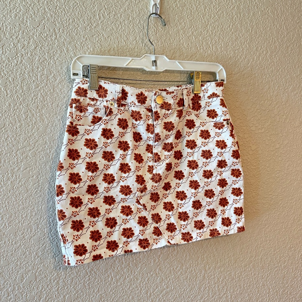 Floral Denim Mini Skirt